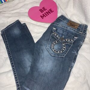 Big Star Women's Blue Boot Cut Jeans with Embellishments